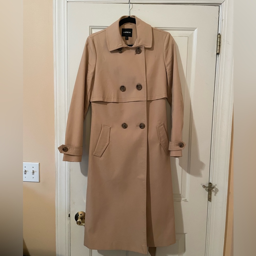 EXPRESS Trench Coat, Size Small, Tan/Camel
